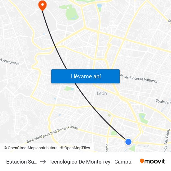 Estación Sapal to Tecnológico De Monterrey - Campus León map