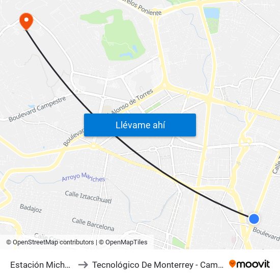 Estación Michoacán to Tecnológico De Monterrey - Campus León map