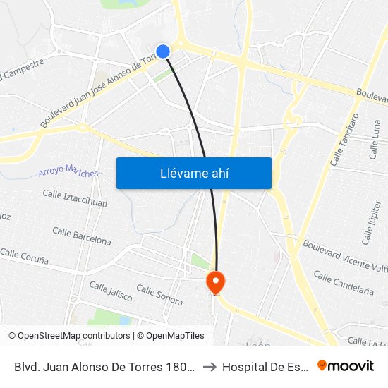 Blvd. Juan Alonso De Torres 1803b - Predio Cerro Gordo to Hospital De Especialidades map