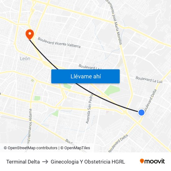 Terminal Delta to Ginecologia Y Obstetricia HGRL map