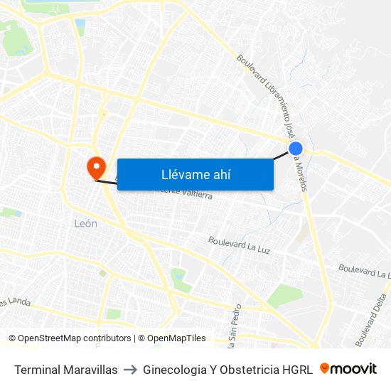 Terminal Maravillas to Ginecologia Y Obstetricia HGRL map