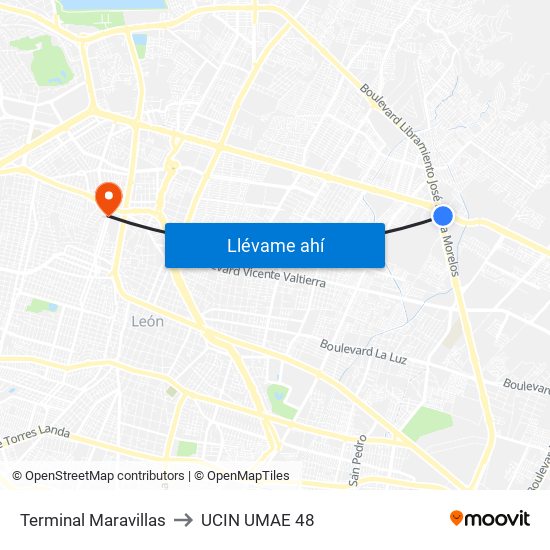 Terminal Maravillas to UCIN UMAE 48 map