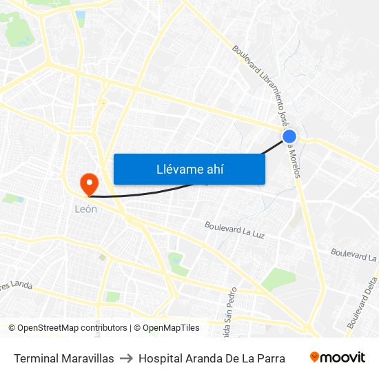 Terminal Maravillas to Hospital Aranda De La Parra map