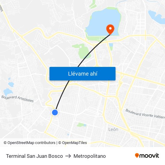 Terminal San Juan Bosco to Metropolitano map