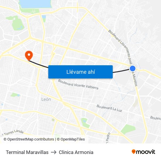 Terminal Maravillas to Clinica Armonia map