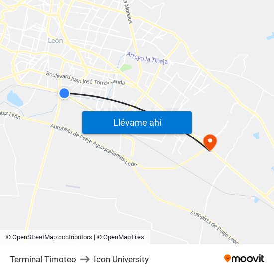 Terminal Timoteo to Icon University map