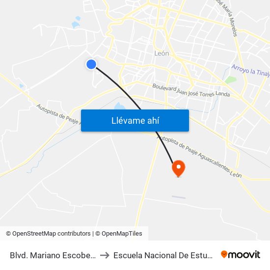 Blvd. Mariano Escobedo 5909 - León II to Escuela Nacional De Estudios Superiores León map