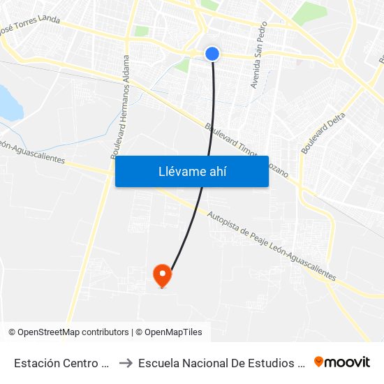 Estación Centro Ciudadano to Escuela Nacional De Estudios Superiores León map