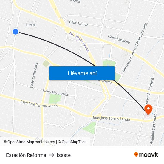 Estación Reforma to Issste map