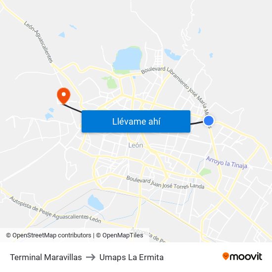 Terminal Maravillas to Umaps La Ermita map