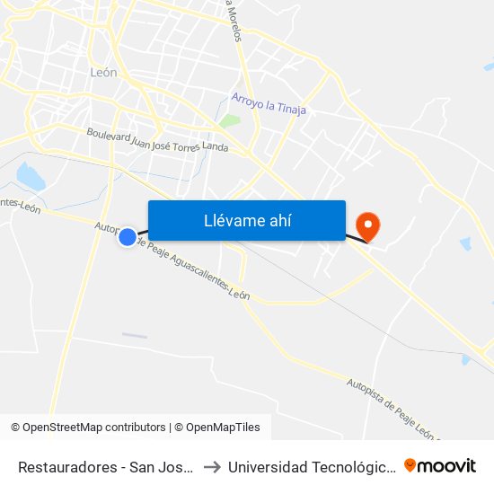 Restauradores - San Jose De Duran to Universidad Tecnológica De León map