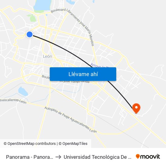 Panorama - Panorama to Universidad Tecnológica De León map