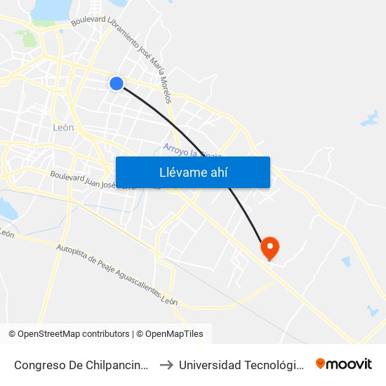 Congreso De Chilpancingo - Linares to Universidad Tecnológica De León map