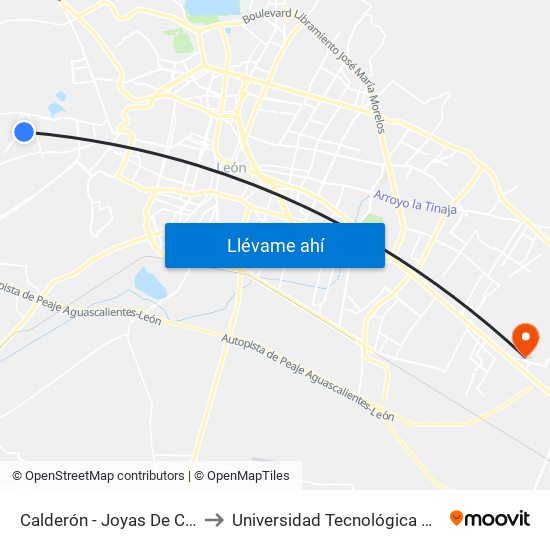 Calderón - Joyas De Castilla to Universidad Tecnológica De León map