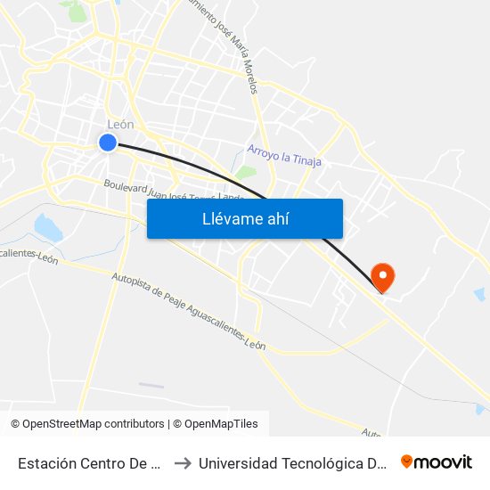 Estación Centro De Salud to Universidad Tecnológica De León map