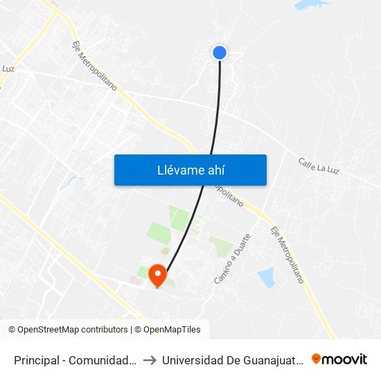 Principal - Comunidad Lucio Blanco to Universidad De Guanajuato Campus León map