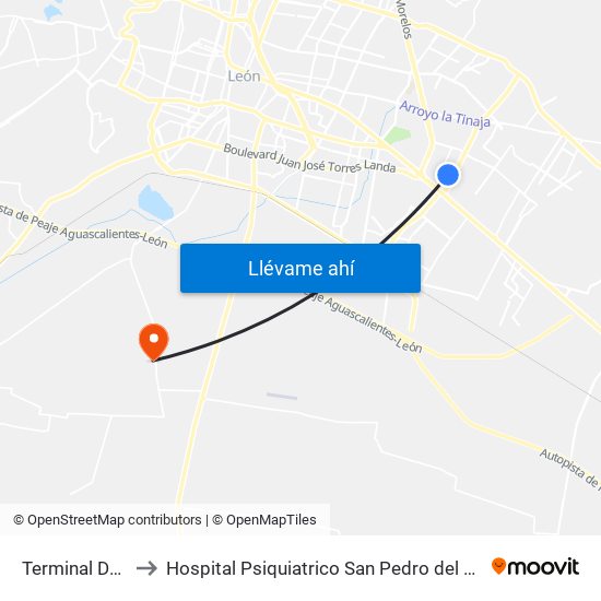 Terminal Delta to Hospital Psiquiatrico San Pedro del Monte map