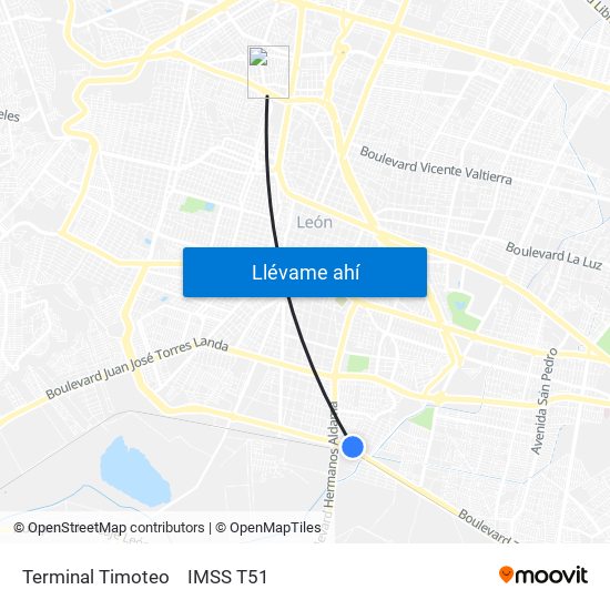 Terminal Timoteo to IMSS T51 map