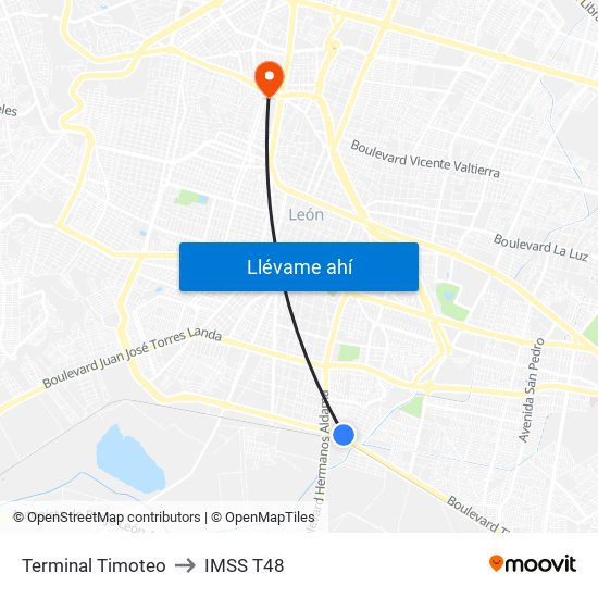 Terminal Timoteo to IMSS T48 map