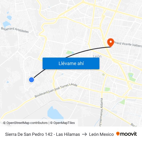 Sierra De San Pedro 142 - Las Hilamas to León Mexico map