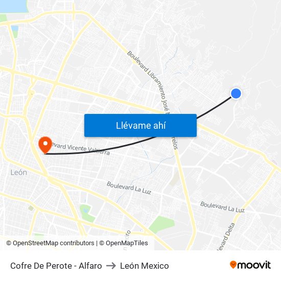 Cofre De Perote - Alfaro to León Mexico map