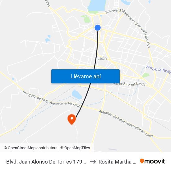 Blvd. Juan Alonso De Torres 1796 A - Del Moral to Rosita Martha Fuentes map