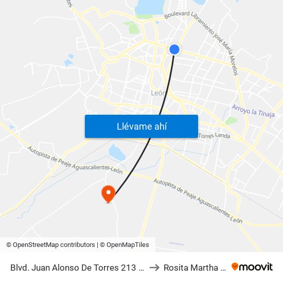 Blvd. Juan Alonso De Torres 213 - San Jerónimo to Rosita Martha Fuentes map