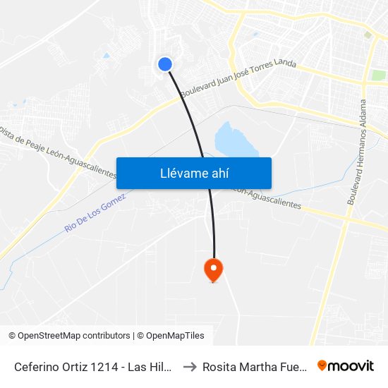 Ceferino Ortiz 1214 - Las Hilamas to Rosita Martha Fuentes map