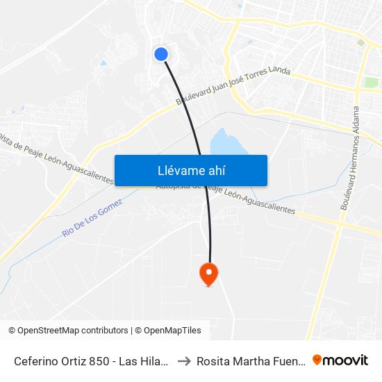 Ceferino Ortiz 850 - Las Hilamas to Rosita Martha Fuentes map