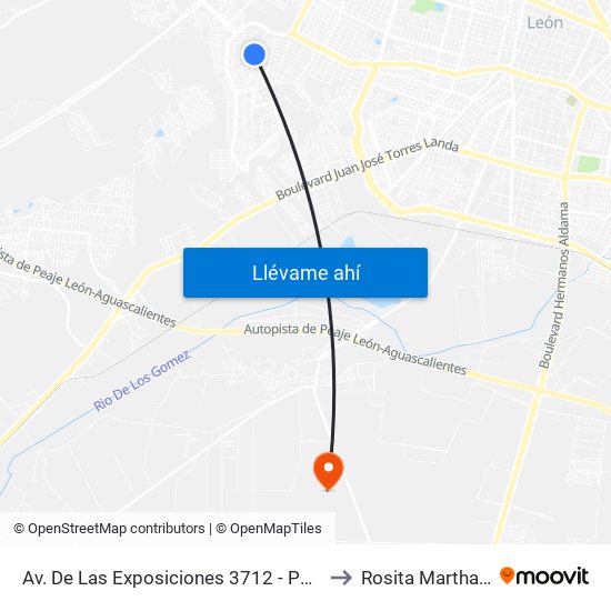 Av. De Las Exposiciones 3712 - Paseos De Miravalle to Rosita Martha Fuentes map