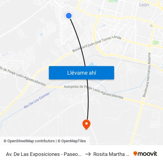 Av. De Las Exposiciones - Paseos De Miravalle to Rosita Martha Fuentes map
