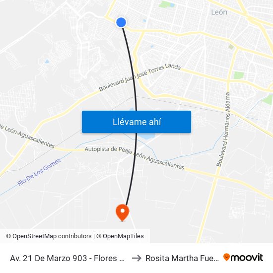 Av. 21 De Marzo 903 - Flores Magon to Rosita Martha Fuentes map