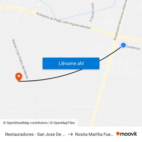 Restauradores - San Jose De Duran to Rosita Martha Fuentes map