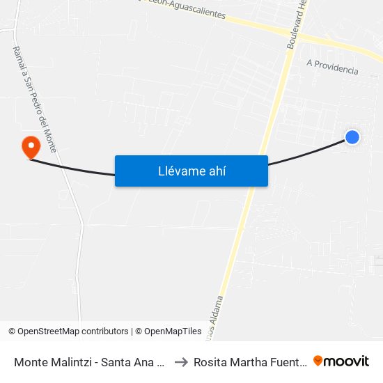 Monte Malintzi - Santa Ana A.C to Rosita Martha Fuentes map