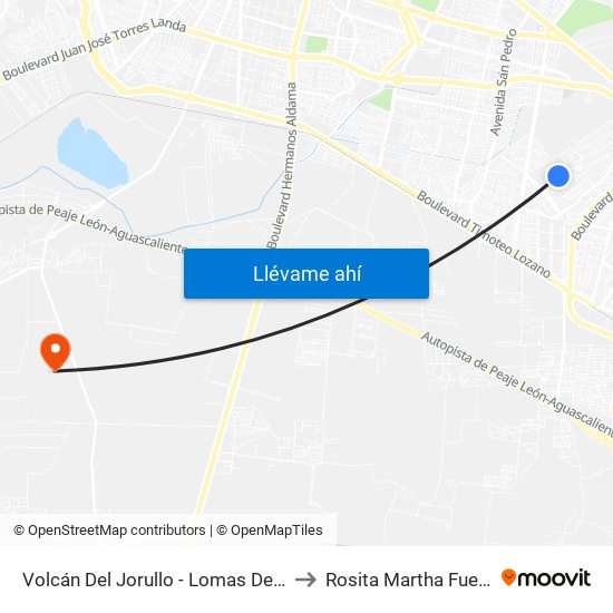 Volcán Del Jorullo - Lomas De Jerez to Rosita Martha Fuentes map