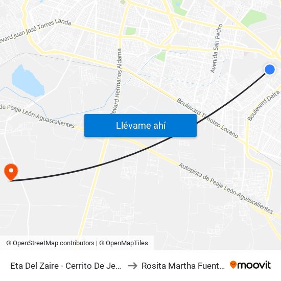 Eta Del Zaire - Cerrito De Jerez to Rosita Martha Fuentes map