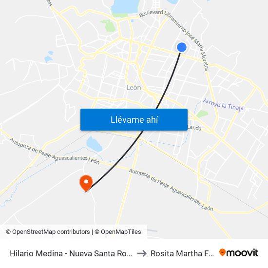 Hilario Medina - Nueva Santa Rosa De Lima to Rosita Martha Fuentes map