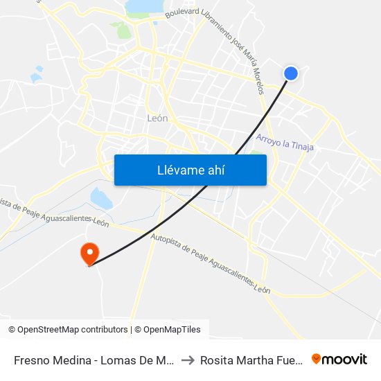 Fresno Medina - Lomas De Medina to Rosita Martha Fuentes map