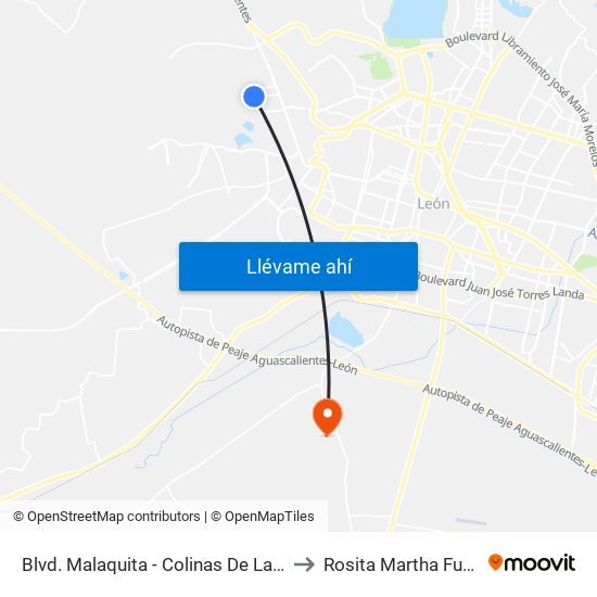 Blvd. Malaquita - Colinas De La Fragua to Rosita Martha Fuentes map