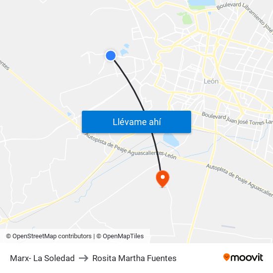 Marx- La Soledad to Rosita Martha Fuentes map