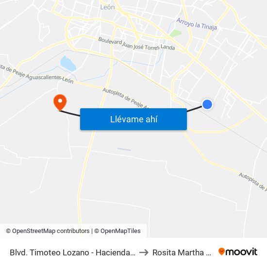 Blvd. Timoteo Lozano - Hacienda De San José to Rosita Martha Fuentes map