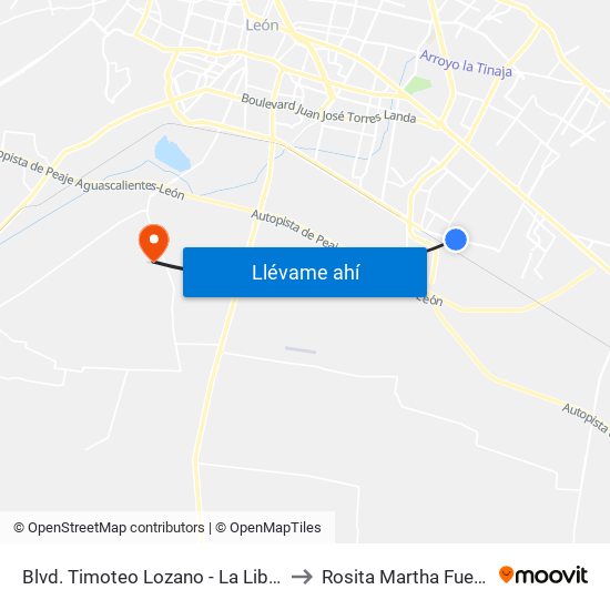 Blvd. Timoteo Lozano - La Libertad to Rosita Martha Fuentes map