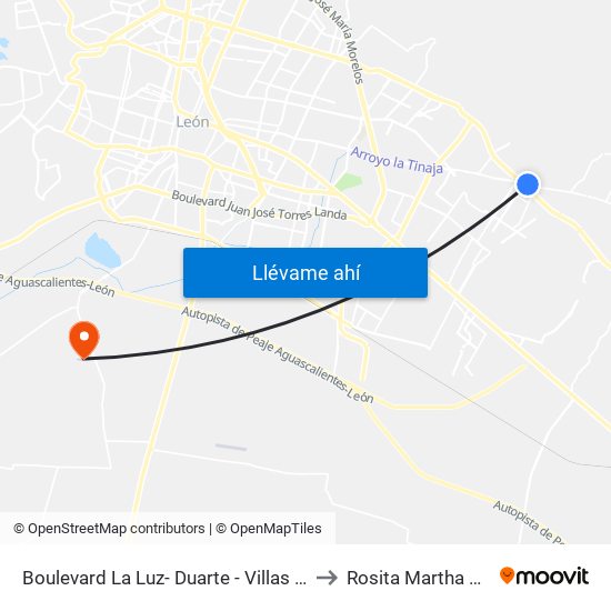 Boulevard La Luz- Duarte - Villas De San Juan to Rosita Martha Fuentes map