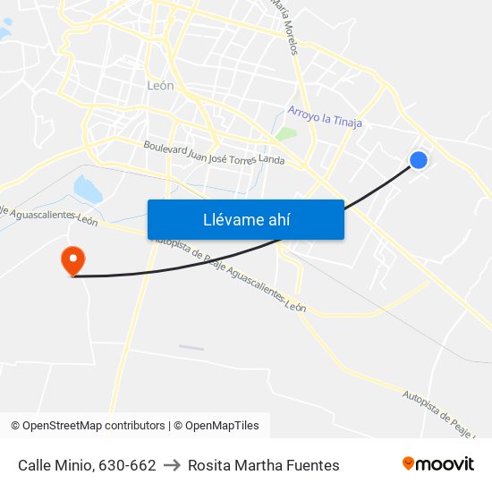 Calle Minio, 630-662 to Rosita Martha Fuentes map