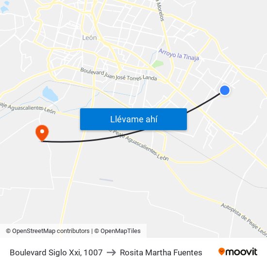 Boulevard Siglo Xxi, 1007 to Rosita Martha Fuentes map