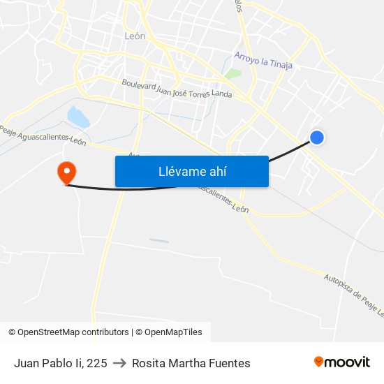 Juan Pablo Ii, 225 to Rosita Martha Fuentes map