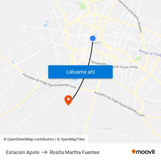 Estación Apolo to Rosita Martha Fuentes map