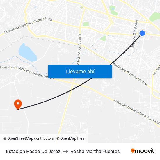 Estación Paseo De Jerez to Rosita Martha Fuentes map