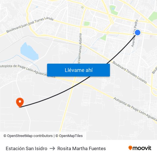 Estación San Isidro to Rosita Martha Fuentes map