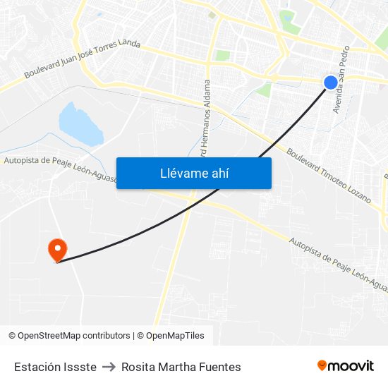 Estación Issste to Rosita Martha Fuentes map